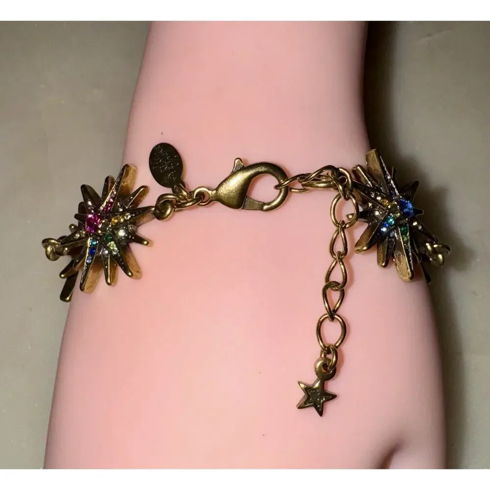 Authentic Kirks Folly Multi-Color Crystal Rainbow Twinkle Star Bracelet Adjust - Picture 3 of 8